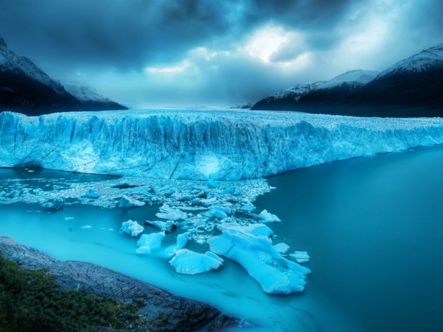 The Massive Glacier at Dusk