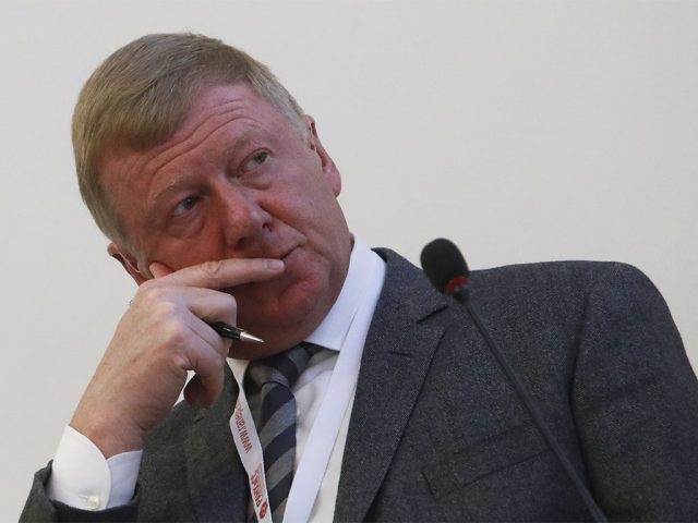 Chairman of the Executive Board of the state technology corporation Rusnano Anatoly Chubais attends a session of the Gaidar Forum 2018